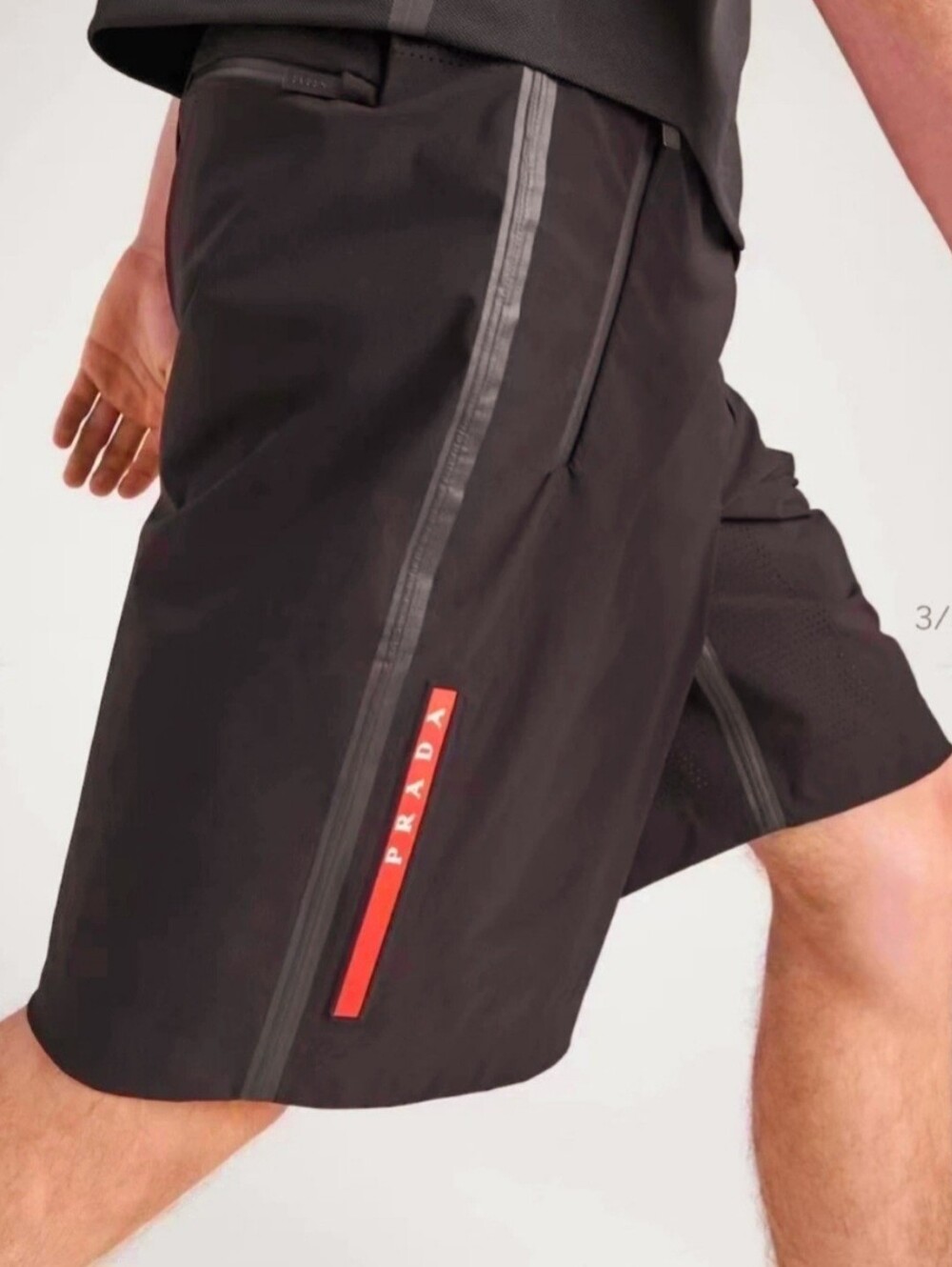 🇮🇹 Prada Black 🖤Nylon Shorts🩳 with Red Logo Panel✨️